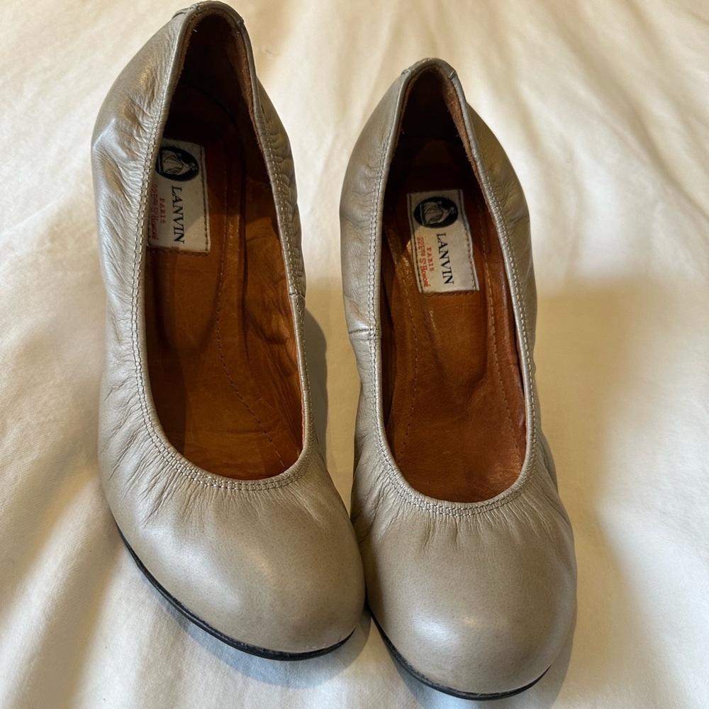 Lanvin Taupe Leather Loafers